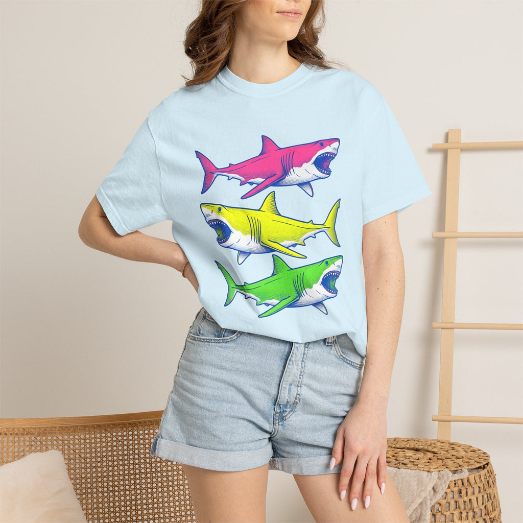 Bright Shark Shirt Ocean Sea Life Unisex Gift Comic Tee product image 9