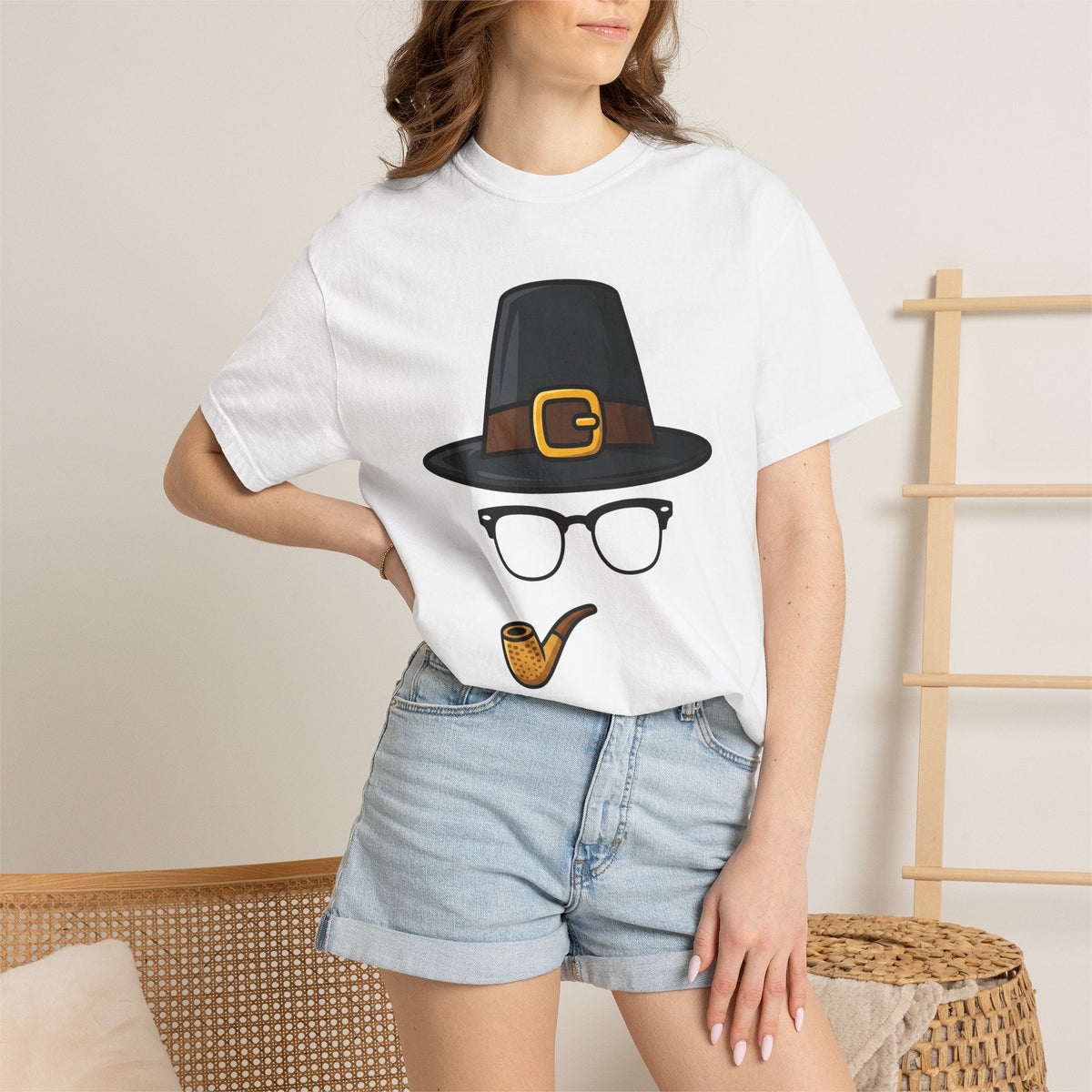 Pilgrim Hat Cartoon T-Shirt – Funny Thanksgiving Prank Humor, Unisex Graphic Tee