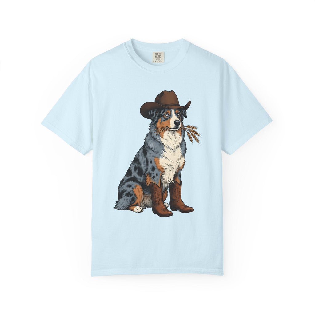 Shepherd Dog Shirt Dog Rodeo Gift Women Old School Tee Sheepdog T-Shirt Dog Fan Vintage Tshirt Rodeo Graphic Line Art Cowgirl Hat Tshirt