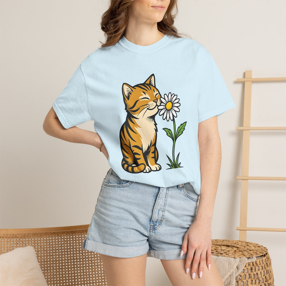 Tabby Cat Shirt Floral Unisex Gift Cartoon Tee Kitty product image 9