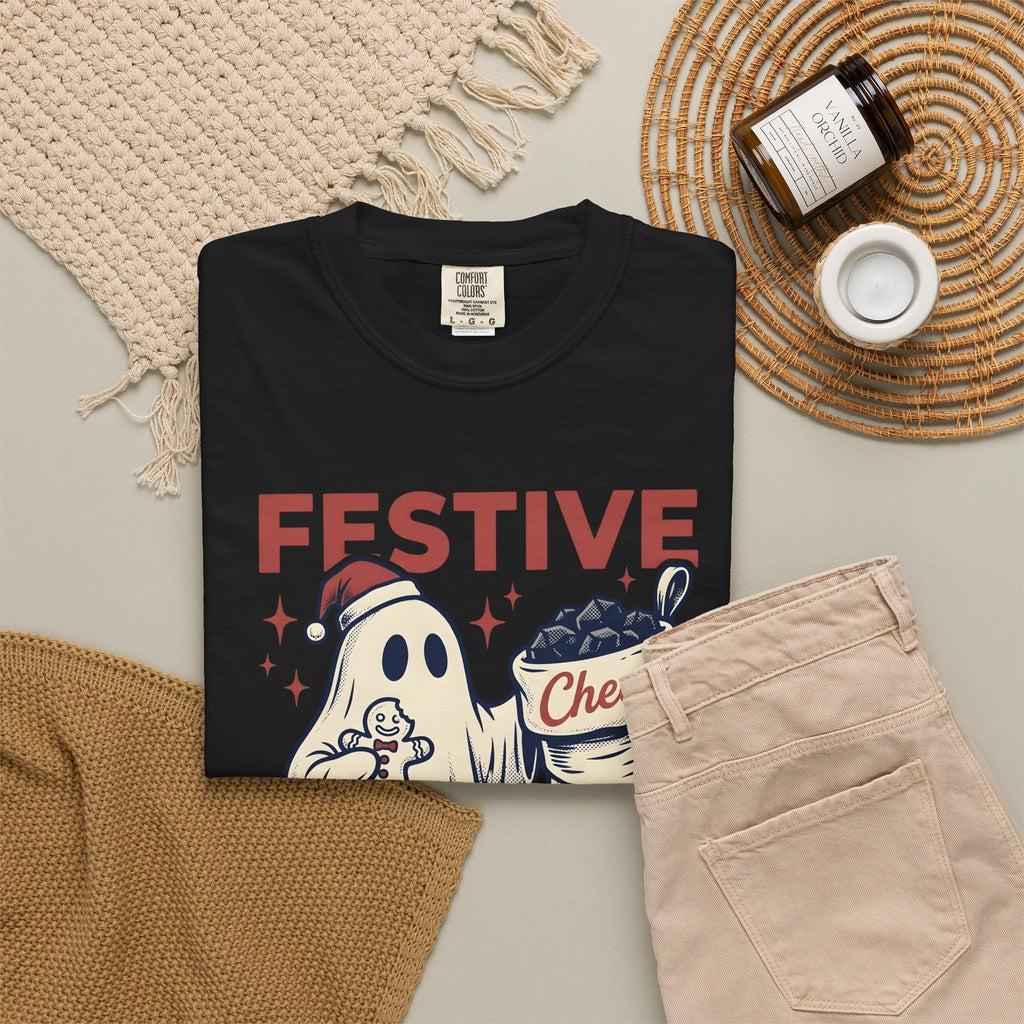 Ghost Santa Hat Shirt Christmas Humor Unisex Gift Vintage Tee Santa Hat T-Shirt