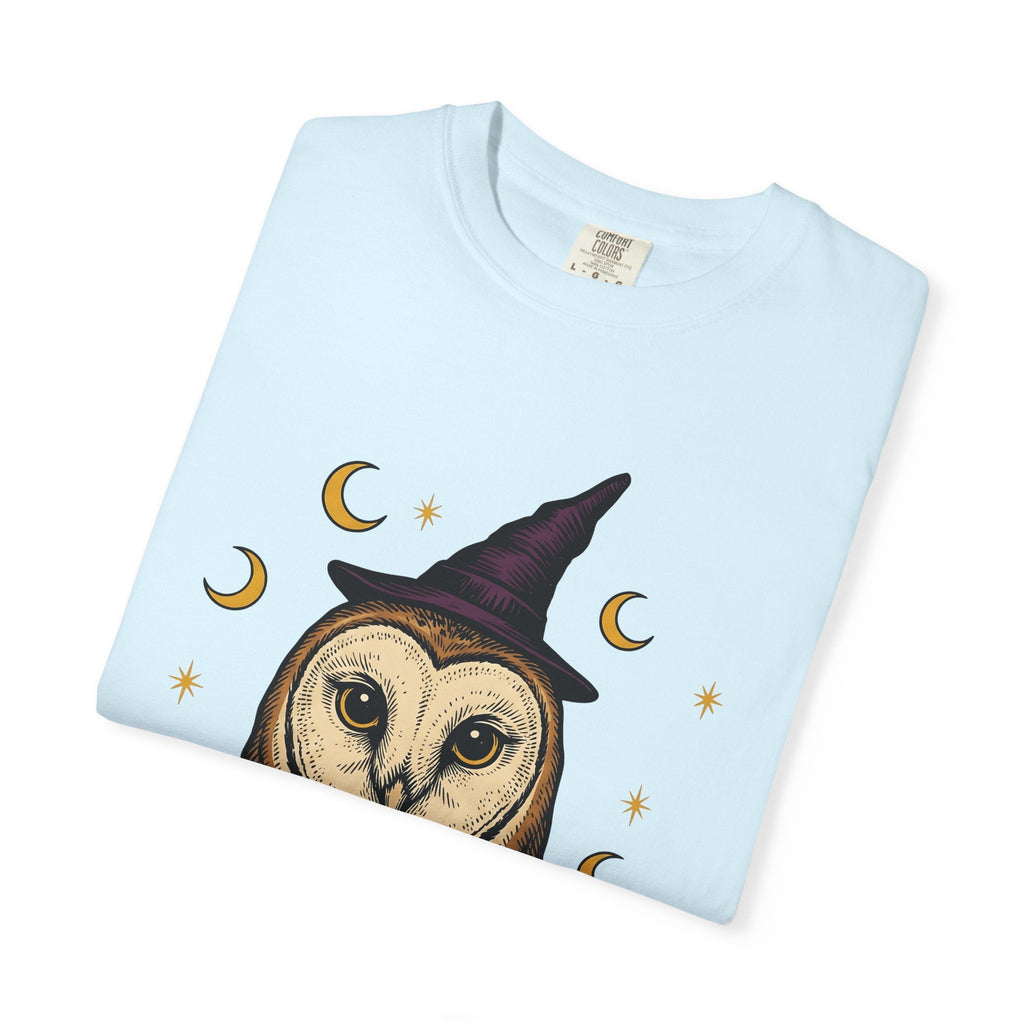 Owl Wizard Hat Shirt Halloween Wildlife Unisex Gift Sketch Tee Wizard Hat