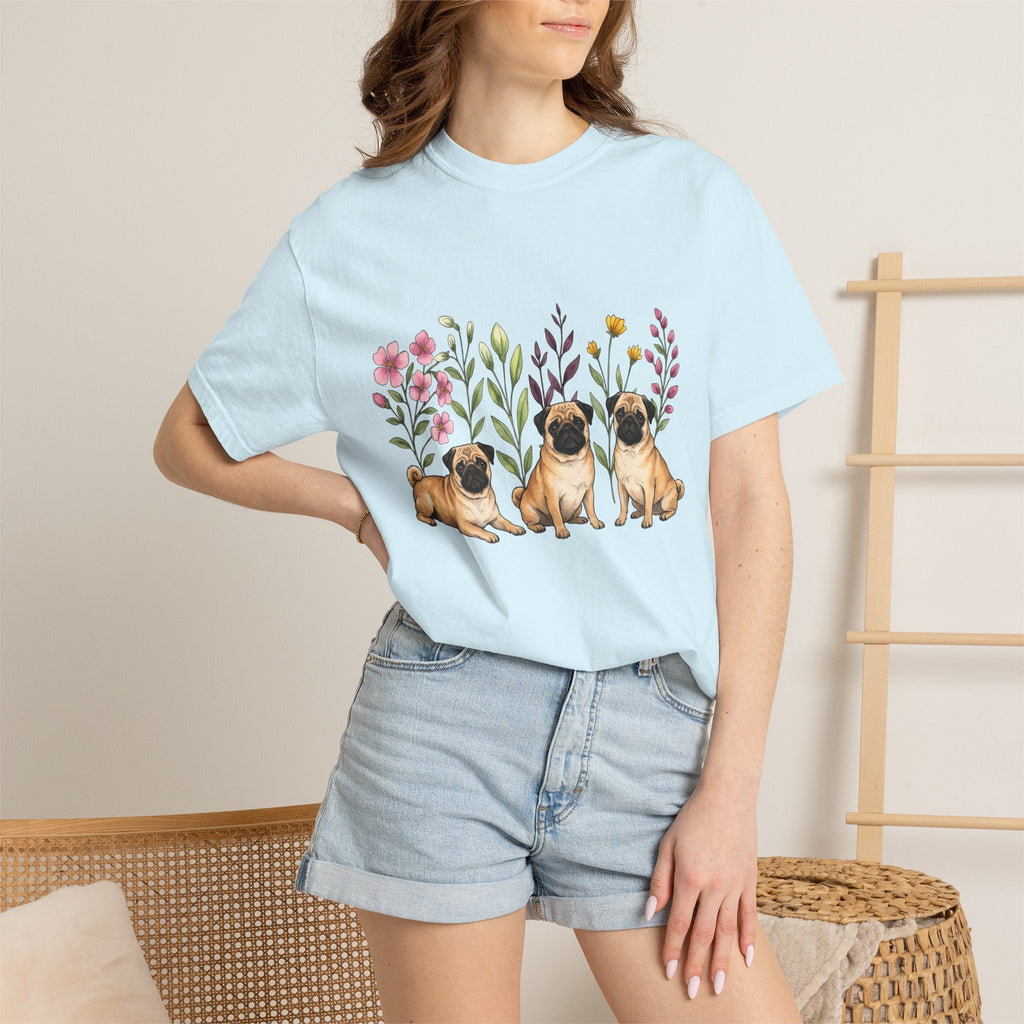 Pug Group Shirt Dog Plants Unisex Gift Line Art Tee T-Shirt product image 9
