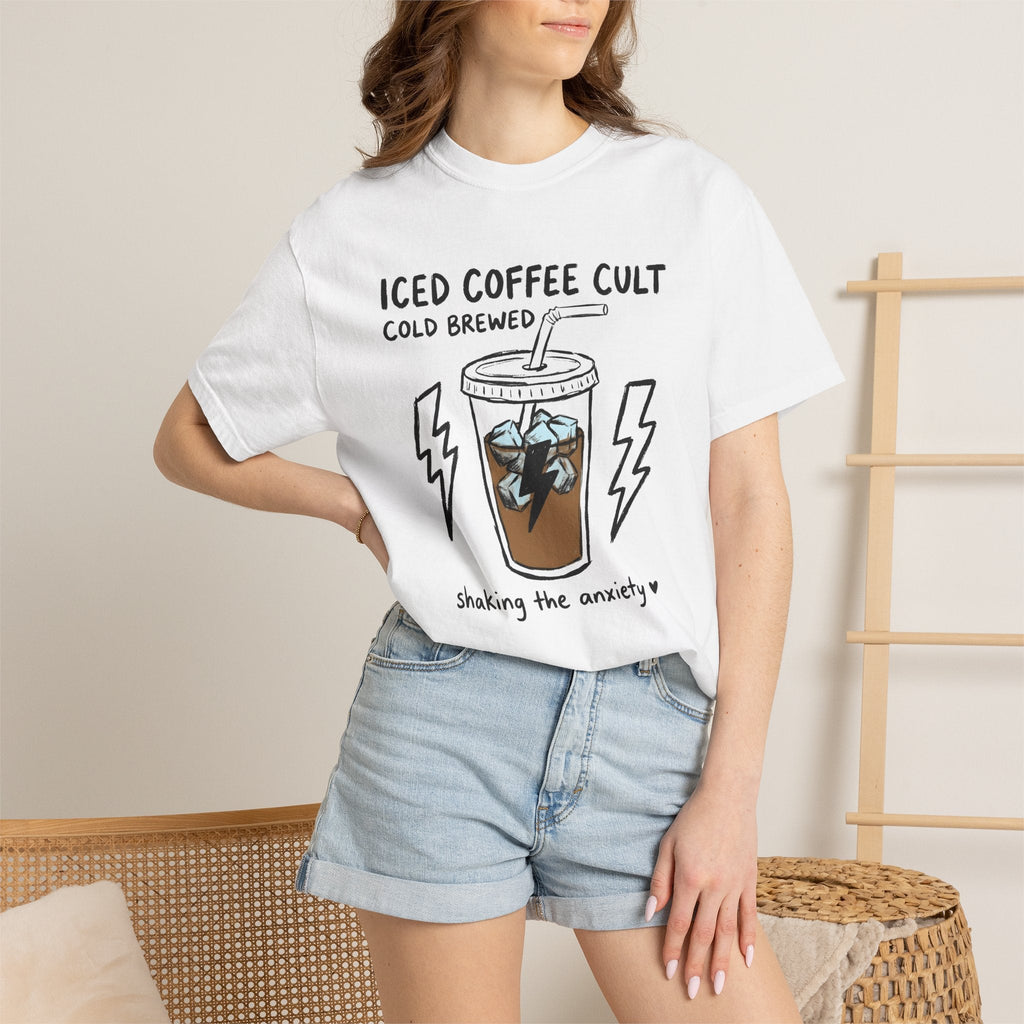 Cold Brew Cup Shirt Coffee Satire Unisex Gift Line Art Tee Cold Brew T-Shirt