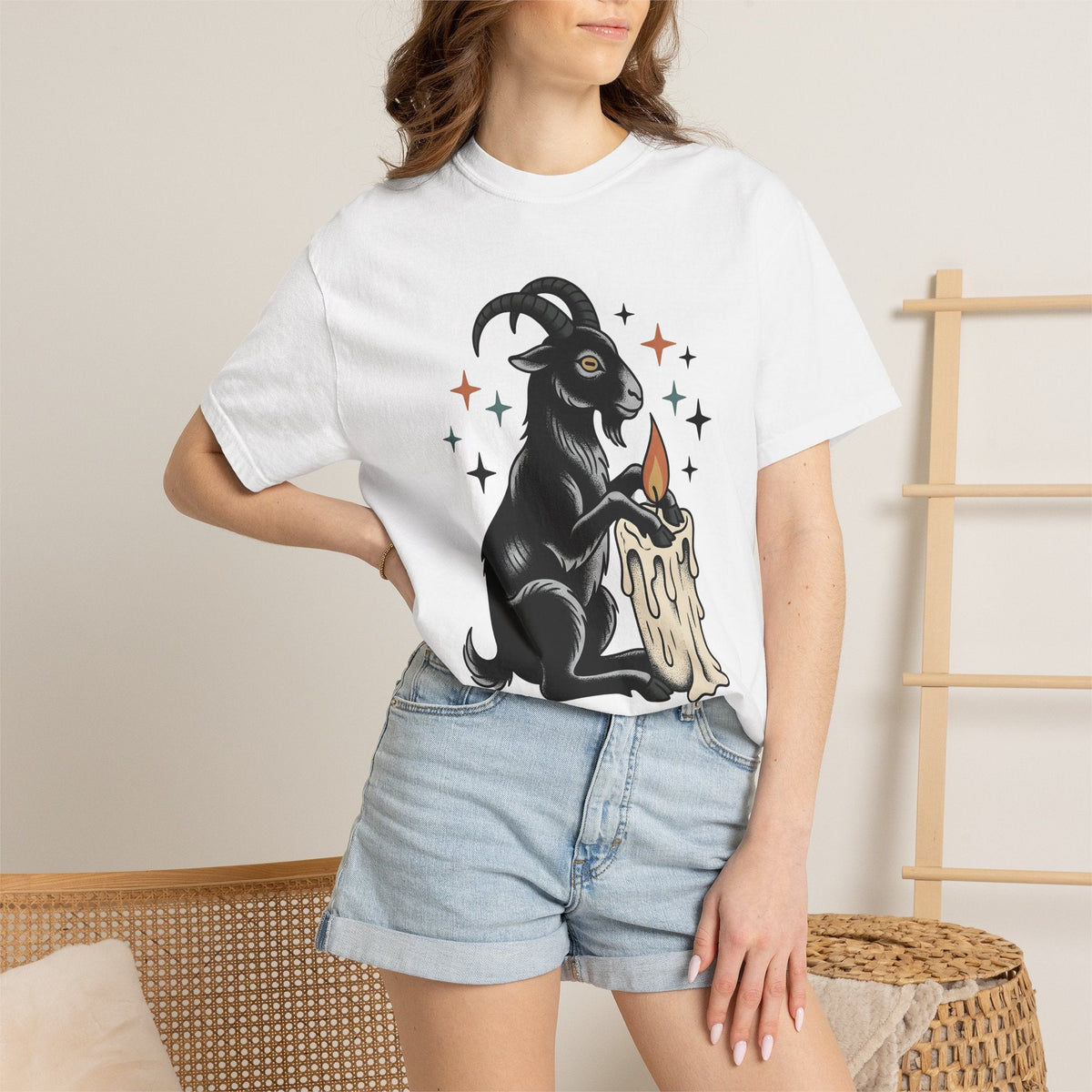 Goat Candle Shirt Boho Chic Gothic Unisex Gift Tattoo Tee product image 6