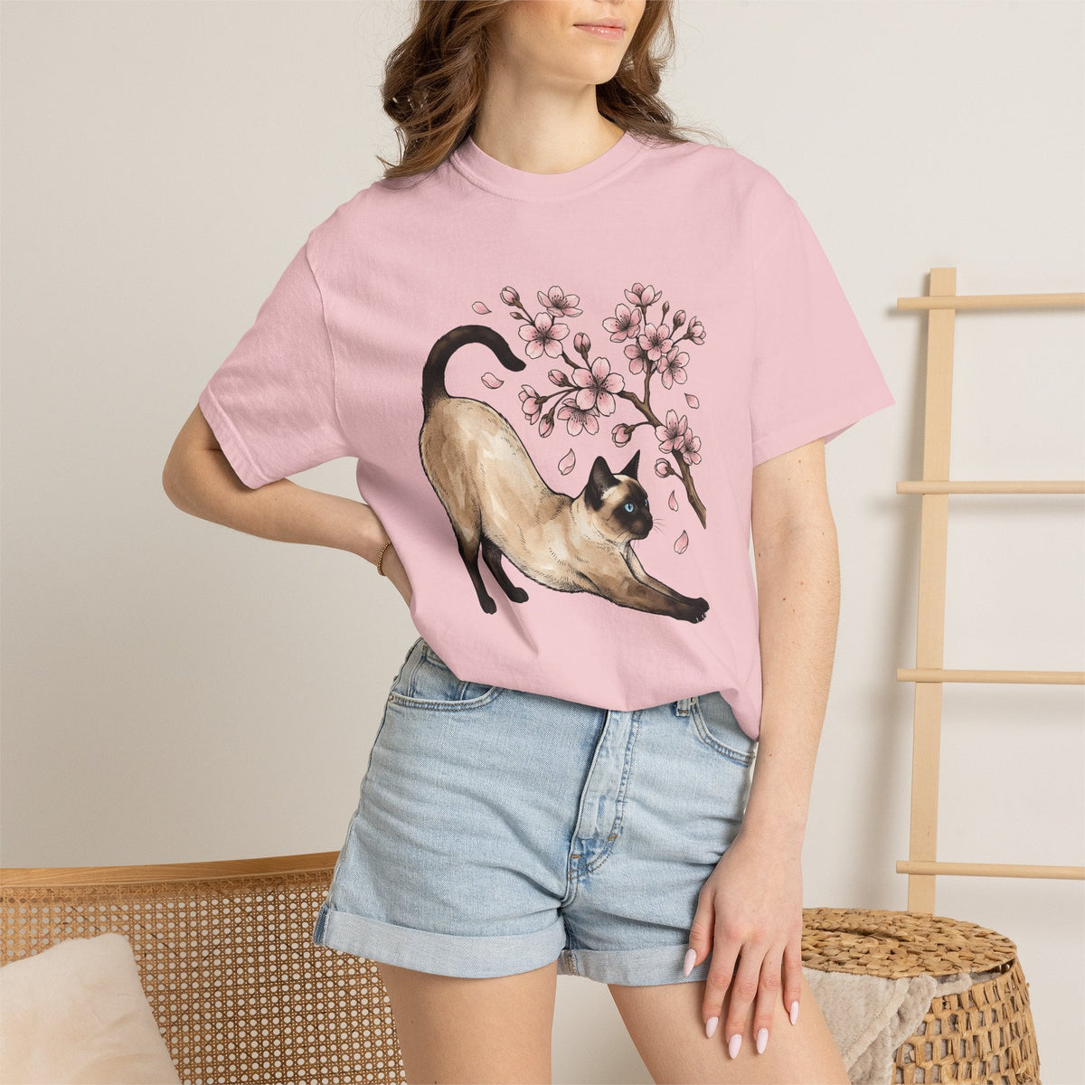 Siamese Kitten Shirt Cat Flower Unisex Gift Painting Tee product image 12