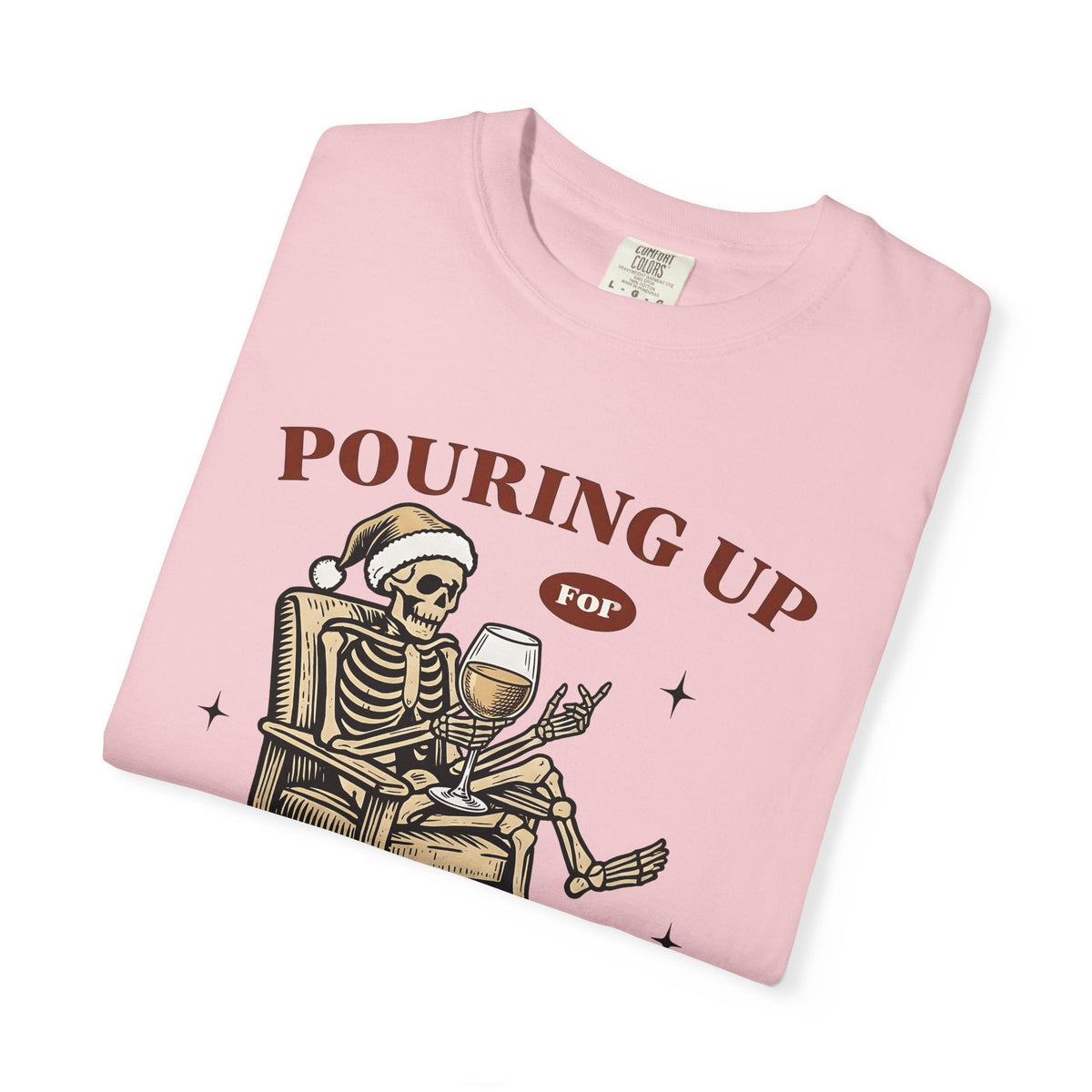 Skeleton Santa Hat Shirt Christmas Alcohol Unisex Gift Vintage Tee Santa Hat