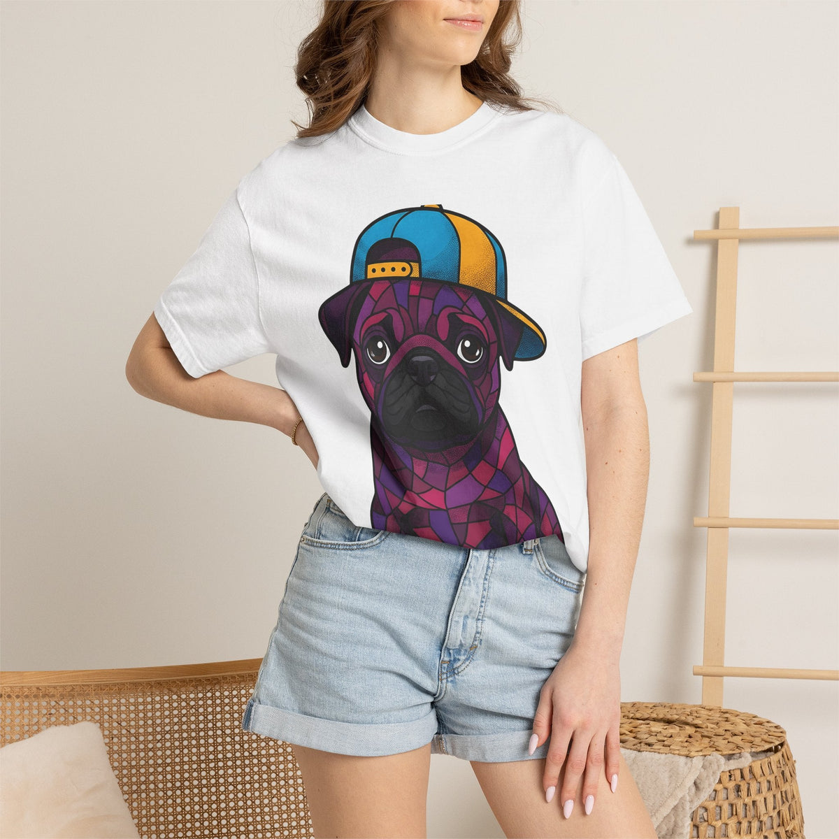 Pug Puppy Shirt Dog Casual Wear Unisex Gift Stained Glass product image 6