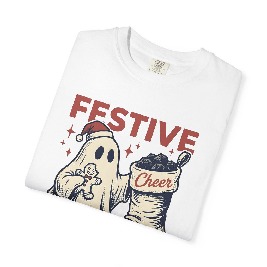 Ghost Santa Hat Shirt Christmas Humor Unisex Gift Vintage Tee Santa Hat T-Shirt
