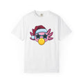 Axolotl Santa Hat Shirt Christmas Animal Unisex Gift Cartoon Tee Mexican