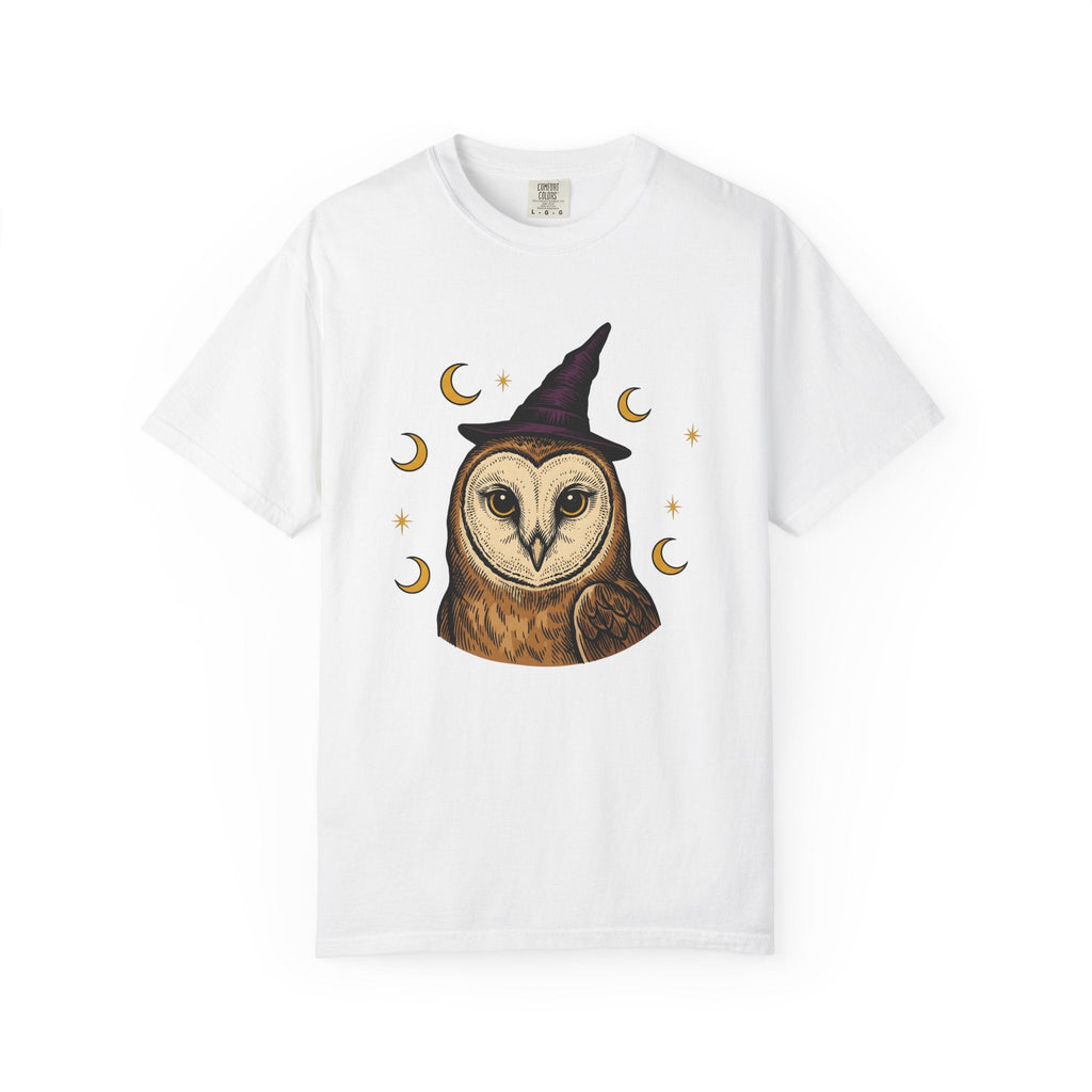 Owl Wizard Hat Shirt Halloween Wildlife Unisex Gift Sketch Tee Wizard Hat