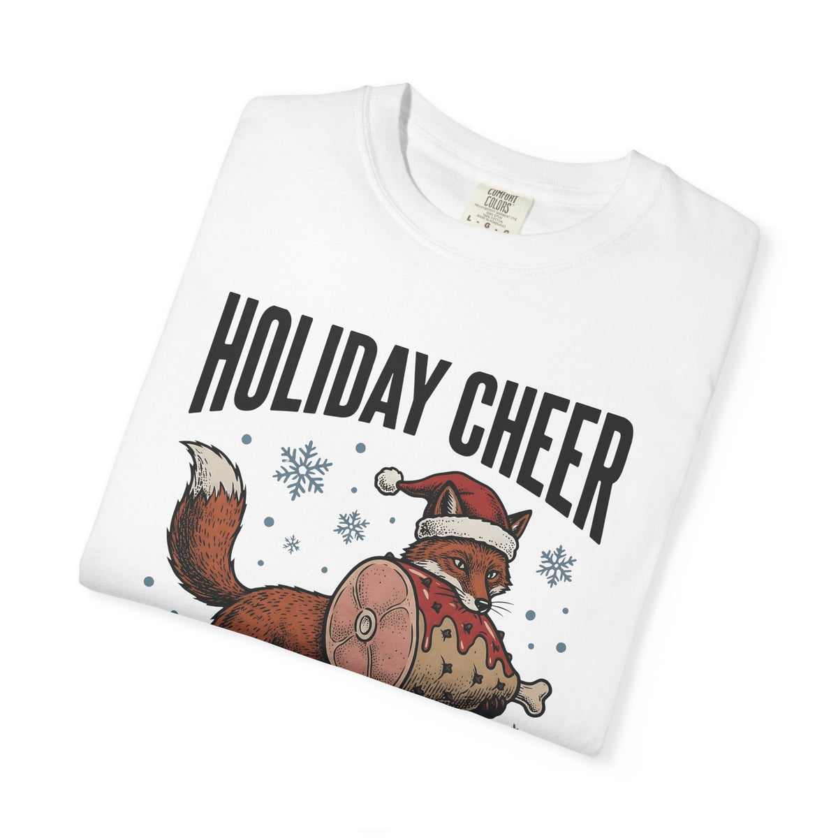 Fox Santa Hat Retro T-Shirt – Christmas Wildlife Sketch, Unisex Graphic Tee
