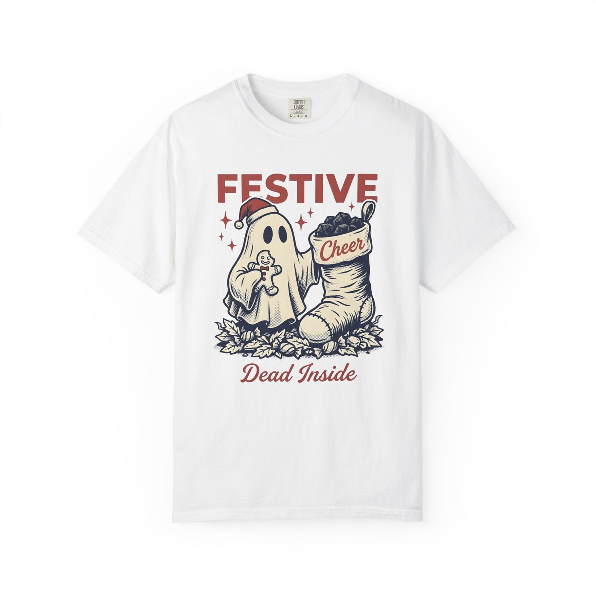 Ghost Santa Hat Shirt Christmas Humor Unisex Gift Vintage Tee Santa Hat T-Shirt