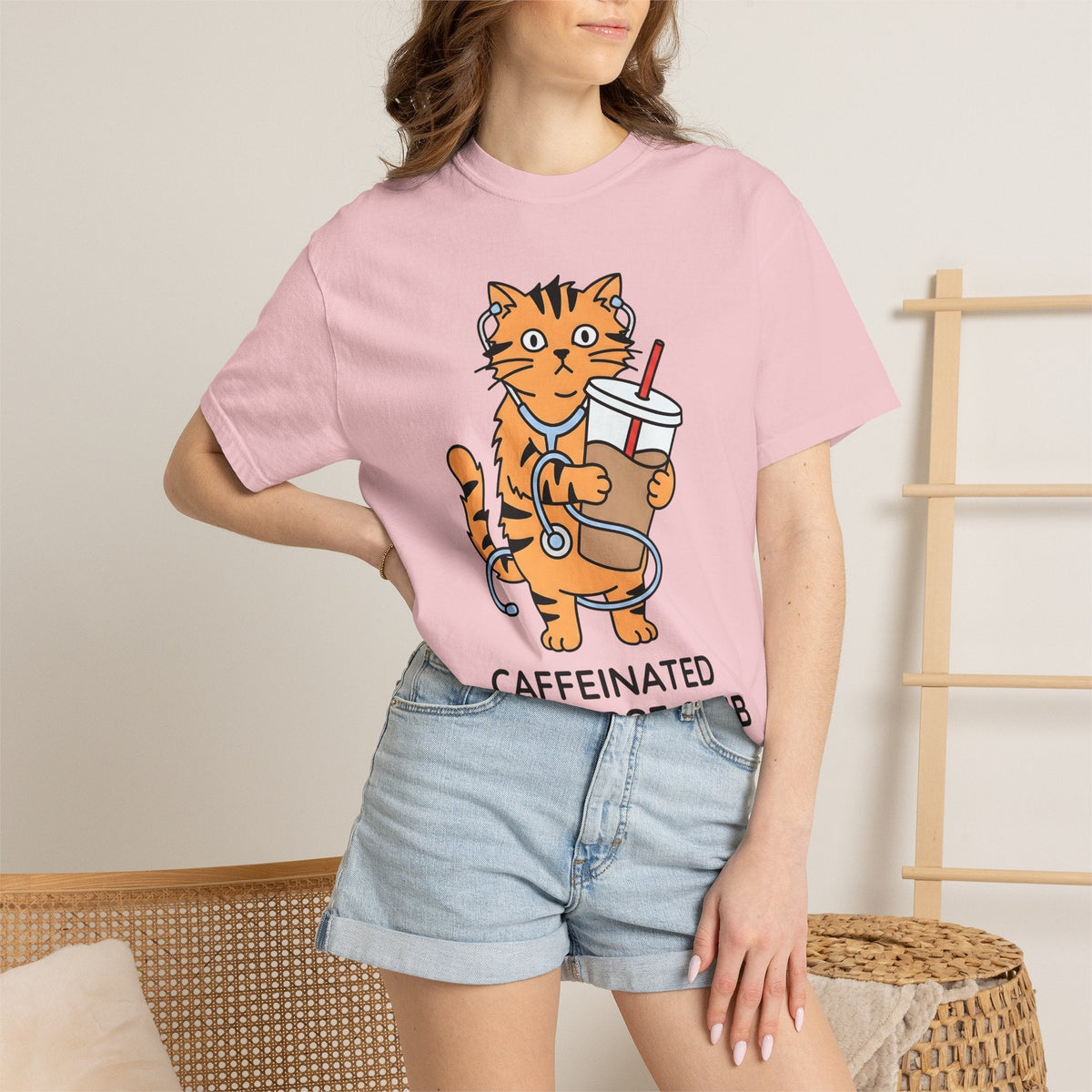 Cat Coffee Stethoscope Cartoon T-Shirt – Nurse Kitty Lover product image 12