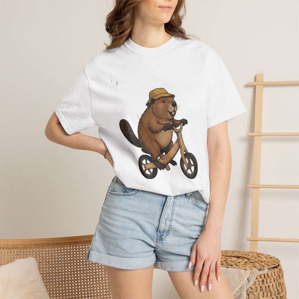 Beaver Bicycle Shirt Teachers Wildlife Gift Women Adorable Tee Dam T-Shirt Educator Enthusiast Cute Tshirt Animal Graphic Sketch Cap Tshirt