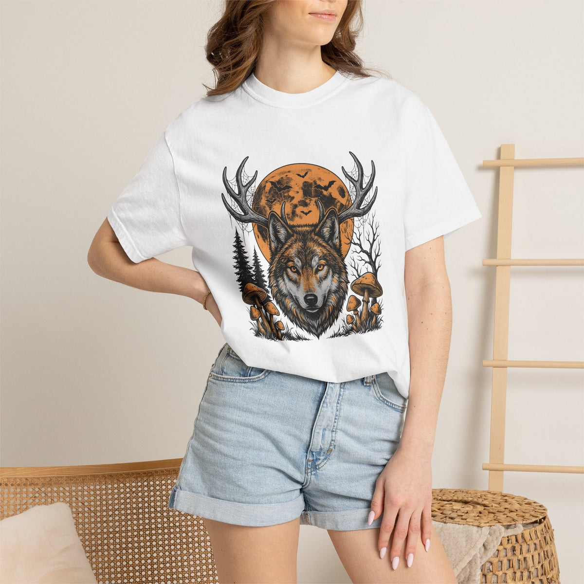 Wolf Moon Shirt Animals Nature Gift Women Gothic Tee Lunar product image 7