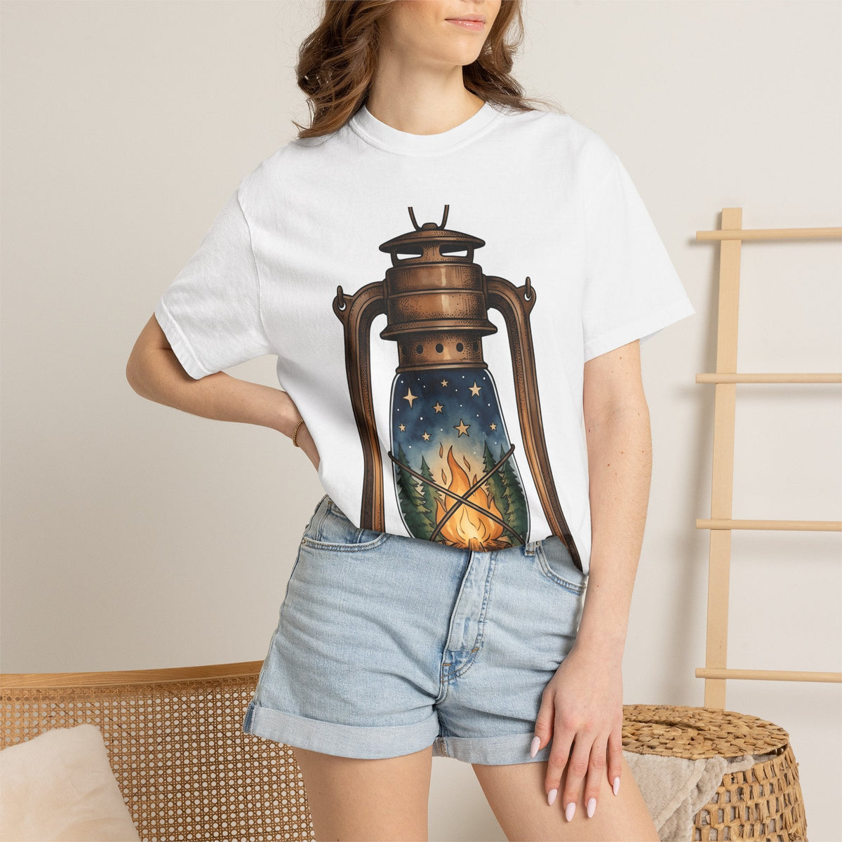 Antique Lantern Shirt Camping Nature Unisex Gift Cartoon product image 6