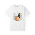 Black Cat Cup Shirt Cat Espresso Unisex Gift Hand Painted Tee Cat Mug T-Shirt