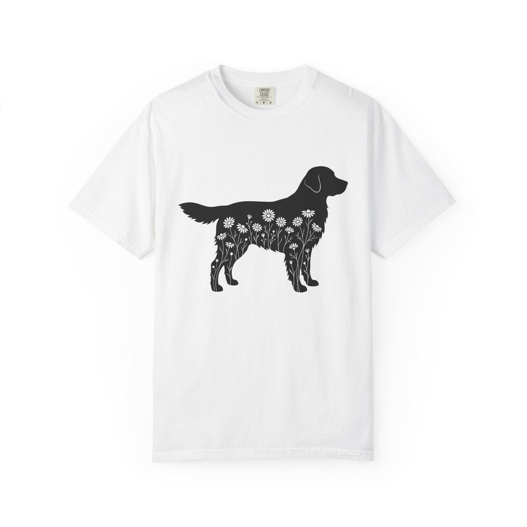 Dog Outline Shirt Flower Unisex Gift Floral Tee Puppy product image 1