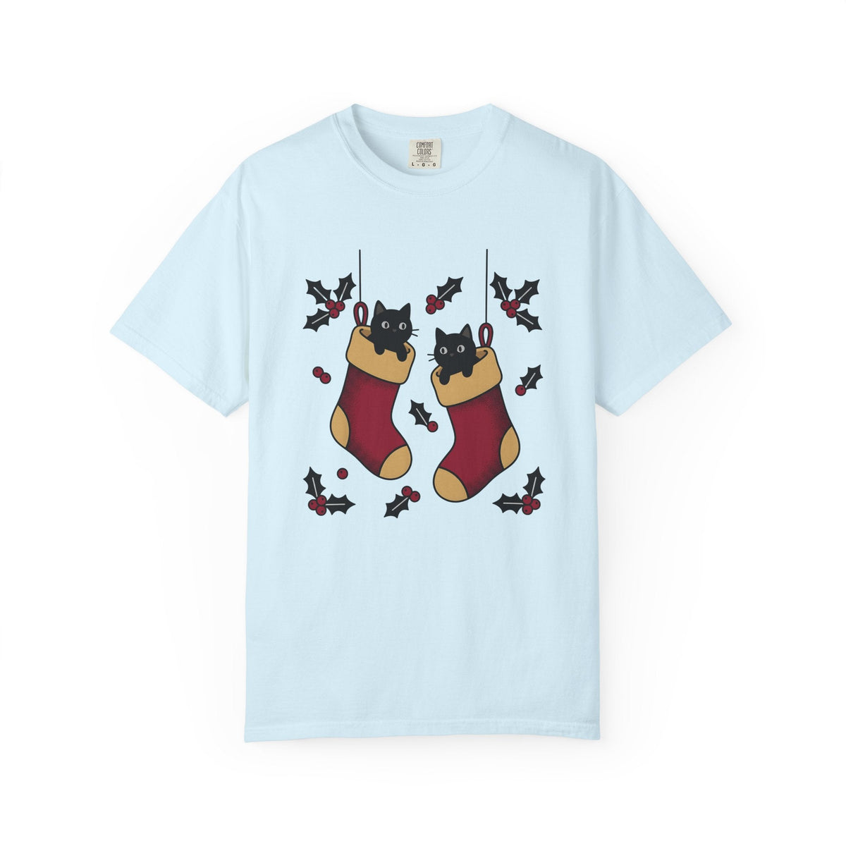 Black Cat Stocking Shirt Holiday Unisex Gift Kawaii Tee product image 2