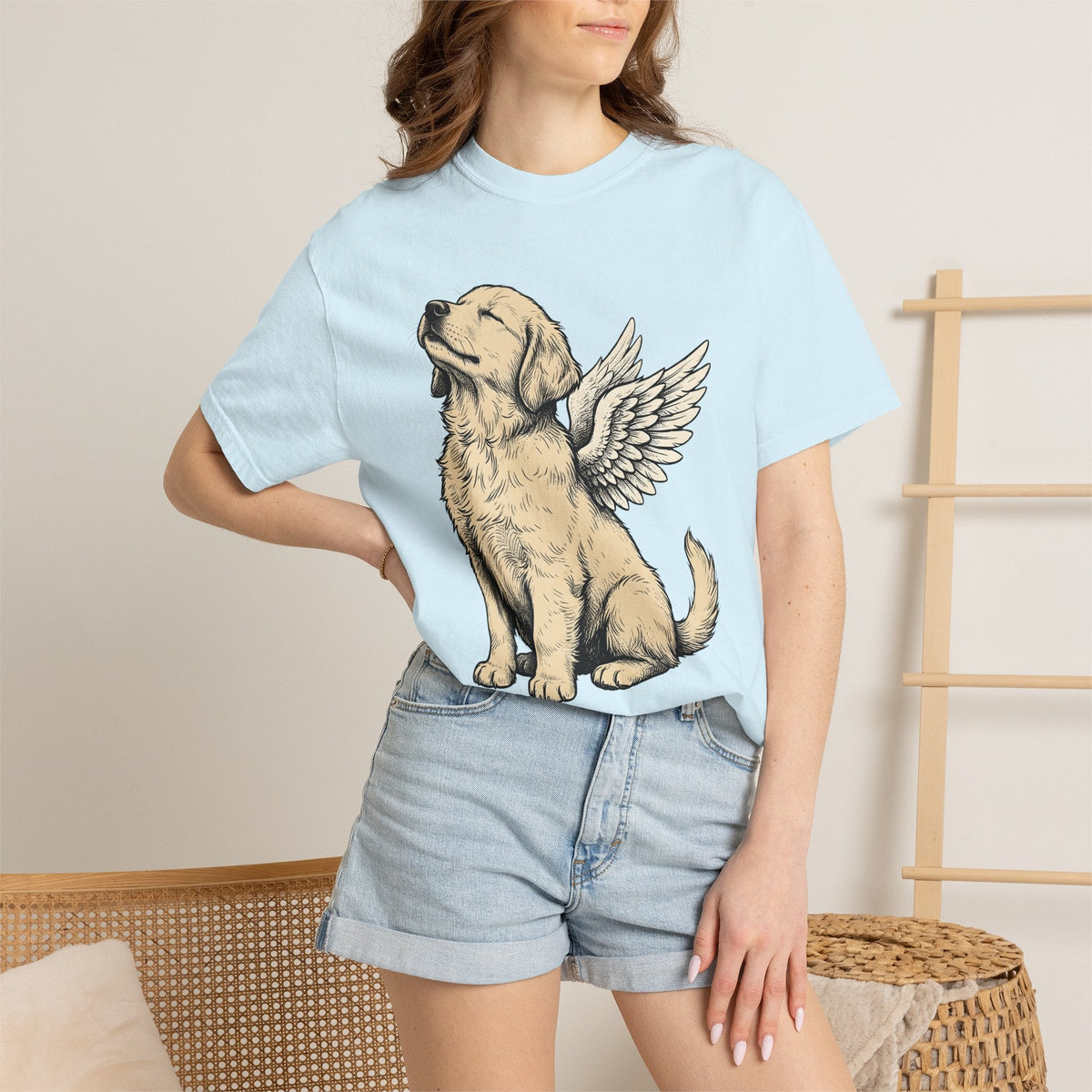 Angel Dog Shirt Unisex Gift Hand Drawn Tee Puppy T-Shirt Fan product image 9