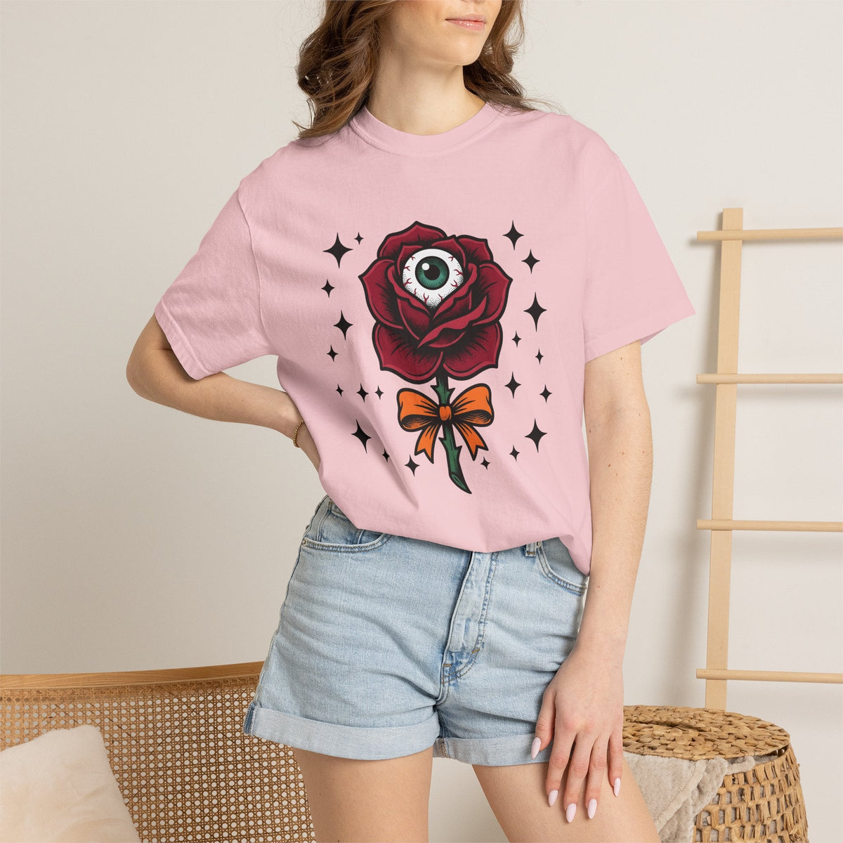 Eyeball Rose Shirt Halloween Gothic Unisex Gift Tattoo Tee product image 12