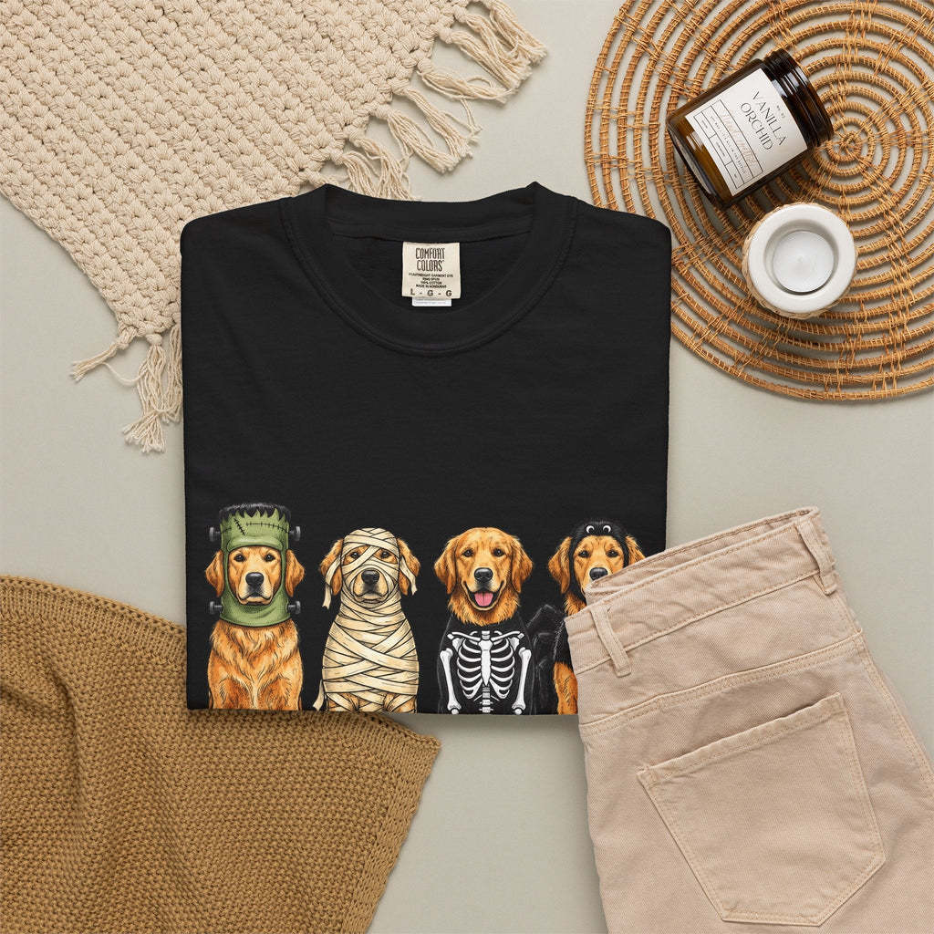 Golden Retriever Puppies Shirt Dog Spooky Gift Women Sketch product image 16