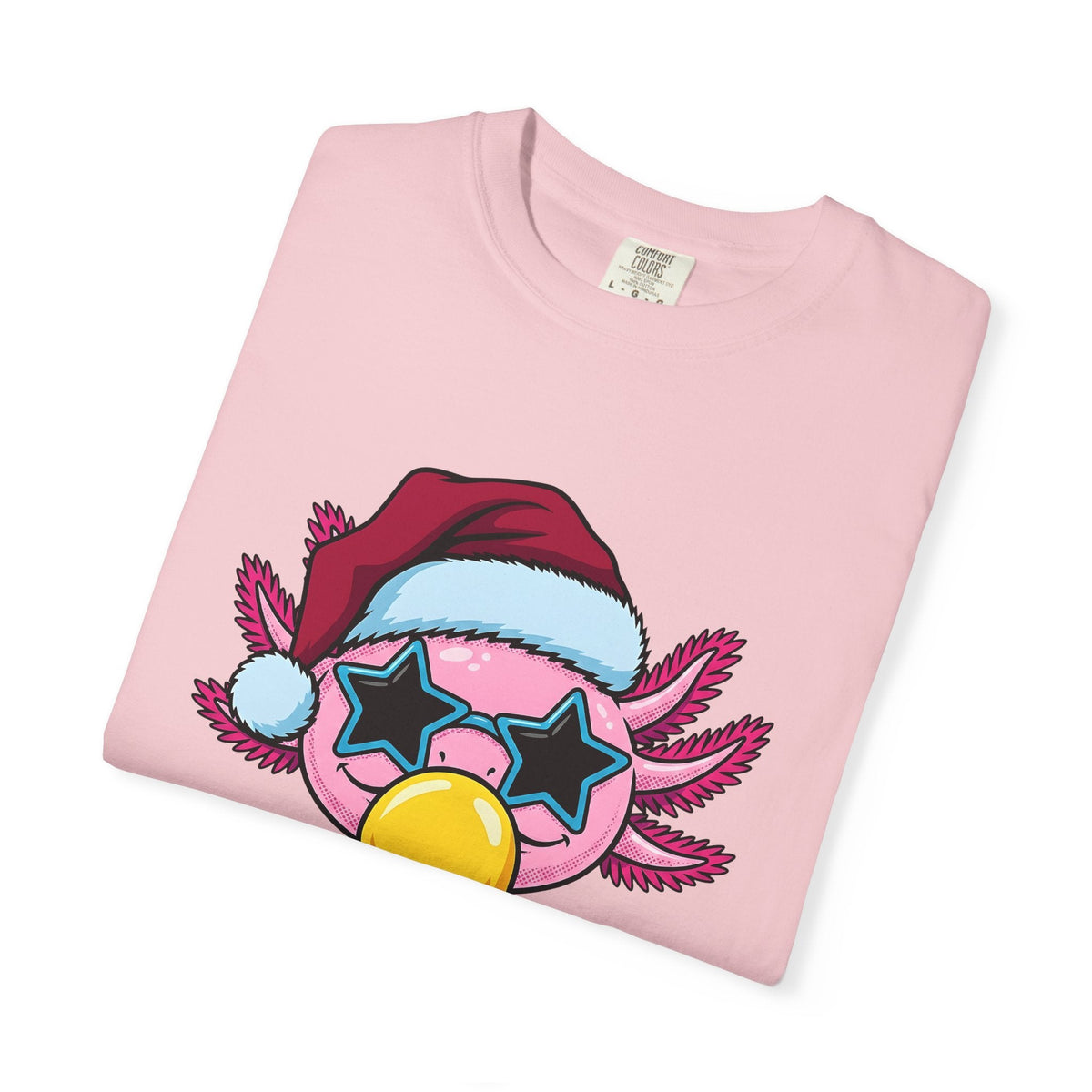Axolotl Santa Hat Shirt Christmas Animal Unisex Gift Cartoon Tee Mexican