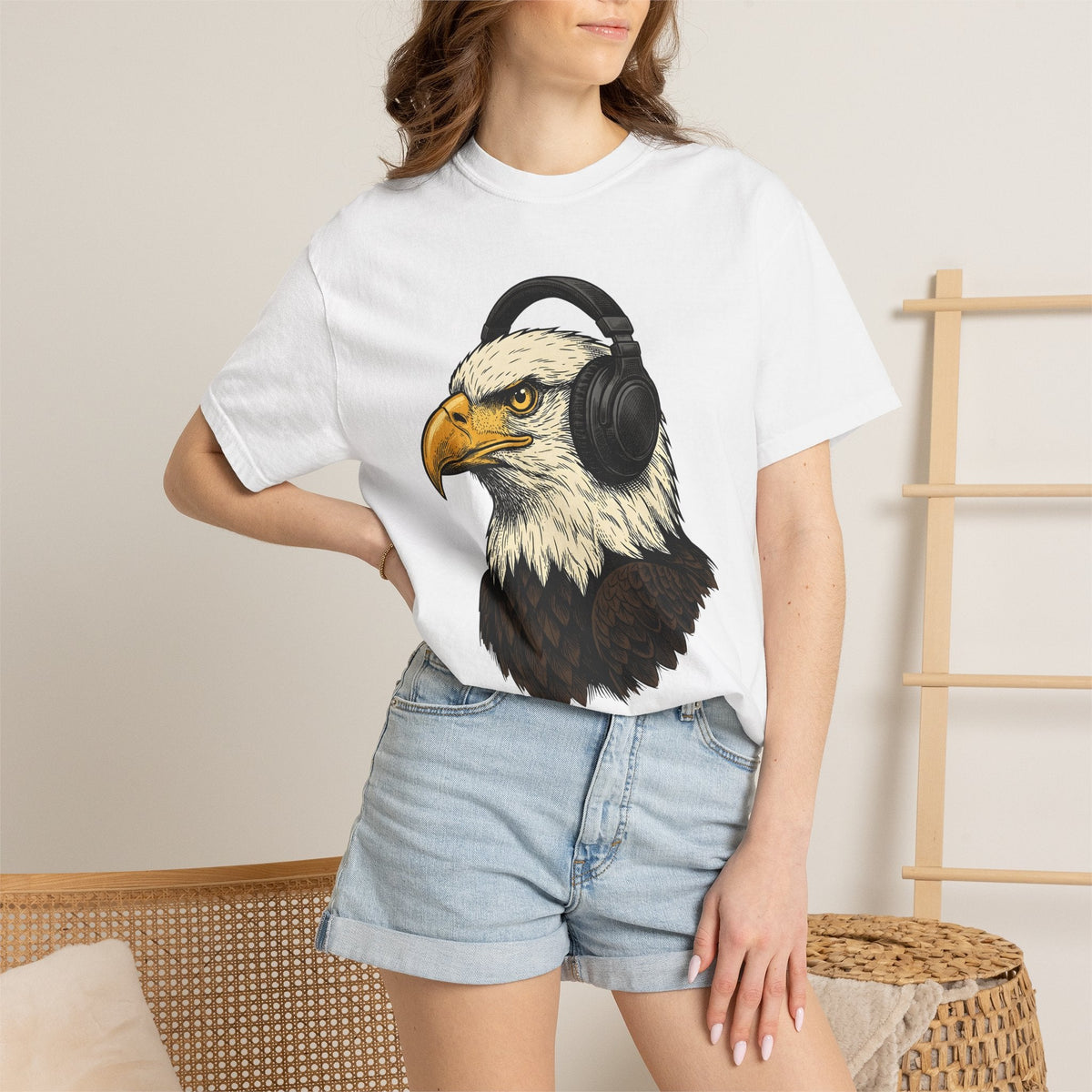 Eagle Headphones Shirt Animals Music Unisex Gift Hand Drawn product image 6