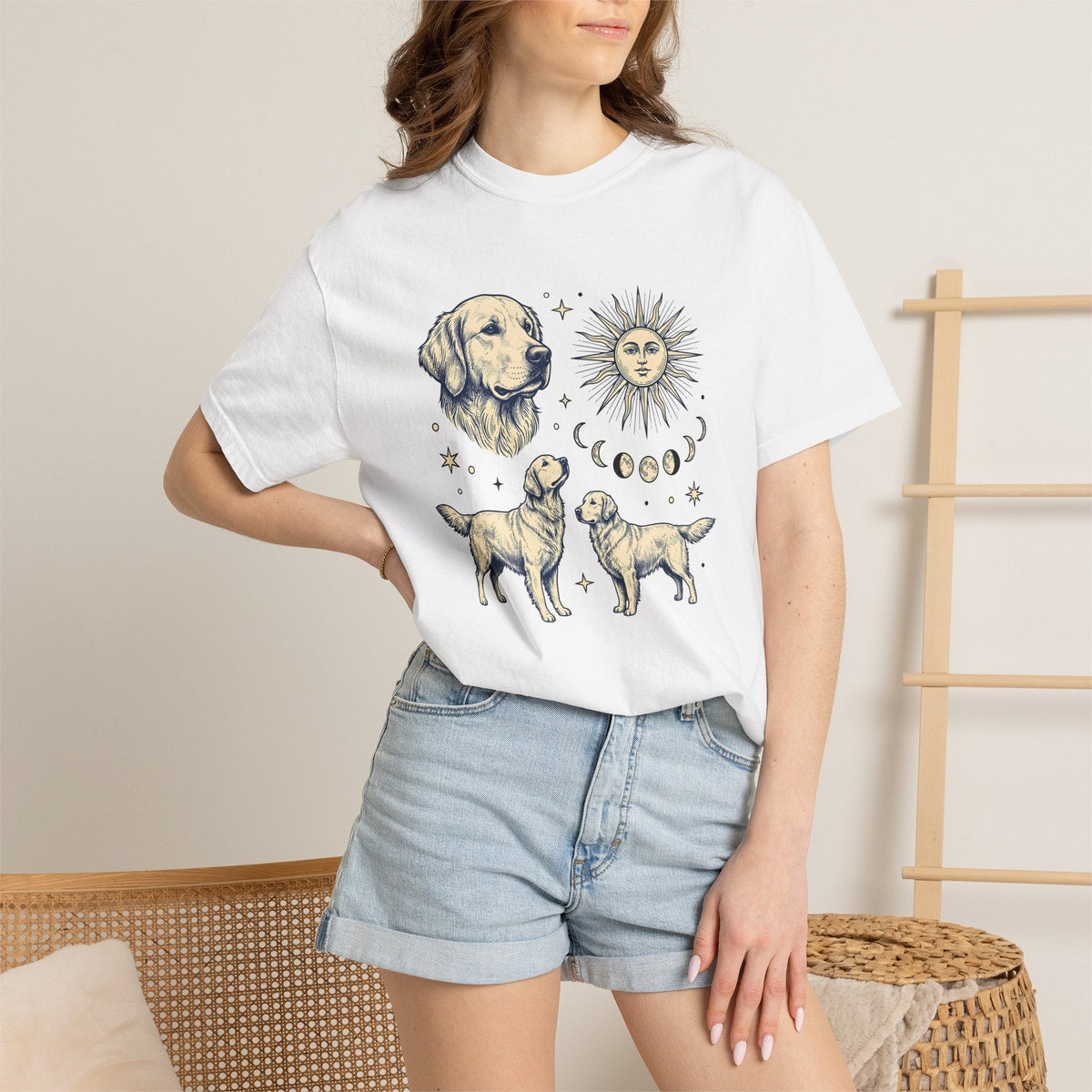 Golden Retriever Shirt Dog Planets Gift Women Sketch Tee product image 6