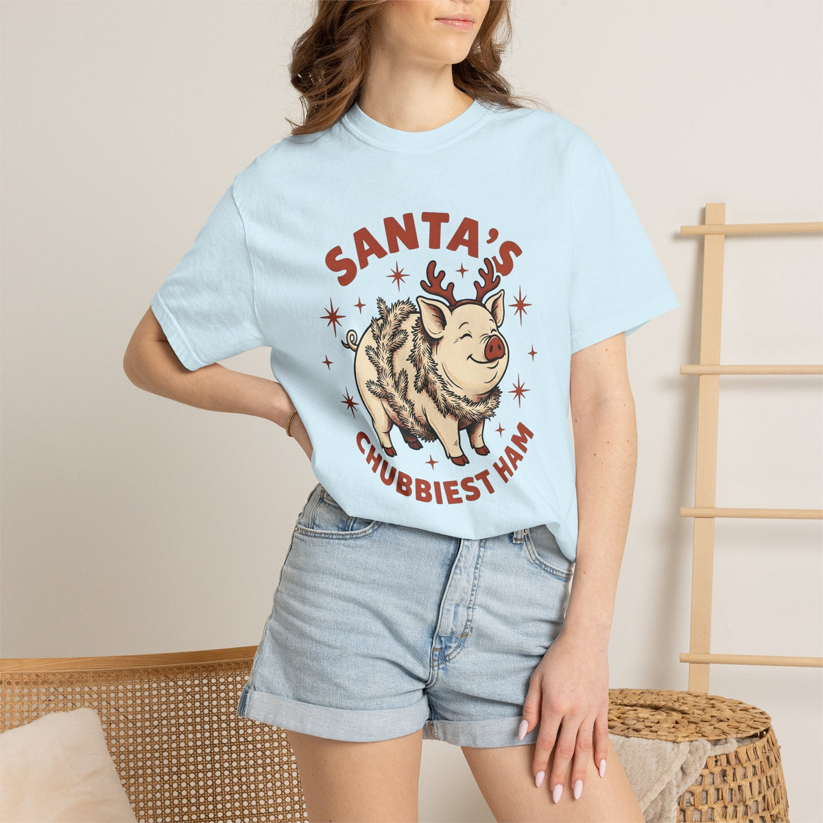 Pig Antlers Shirt Christmas Culinary Unisex Gift Rustic Tee product image 9