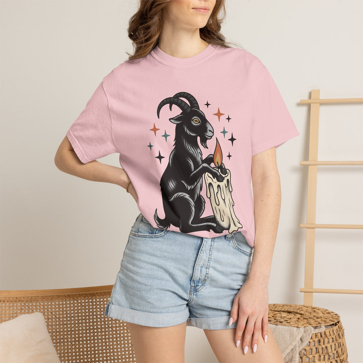 Goat Candle Shirt Boho Chic Gothic Unisex Gift Tattoo Tee product image 12