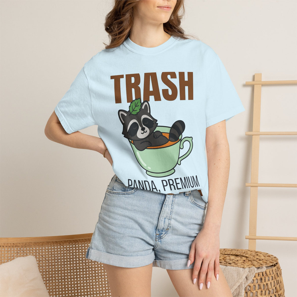 Raccoon Tea Cup Shirt Animals Cappuccino Unisex Gift Playful Tee Trash Panda