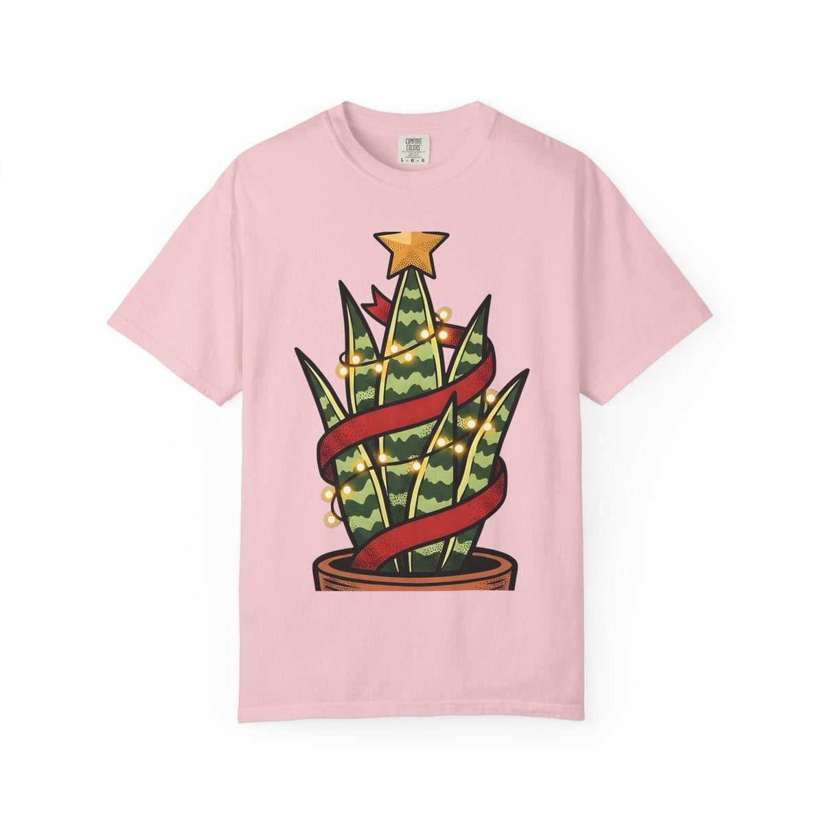 Christmas Cactus Fairy Lights Cartoon T-Shirt – Cute product image 3
