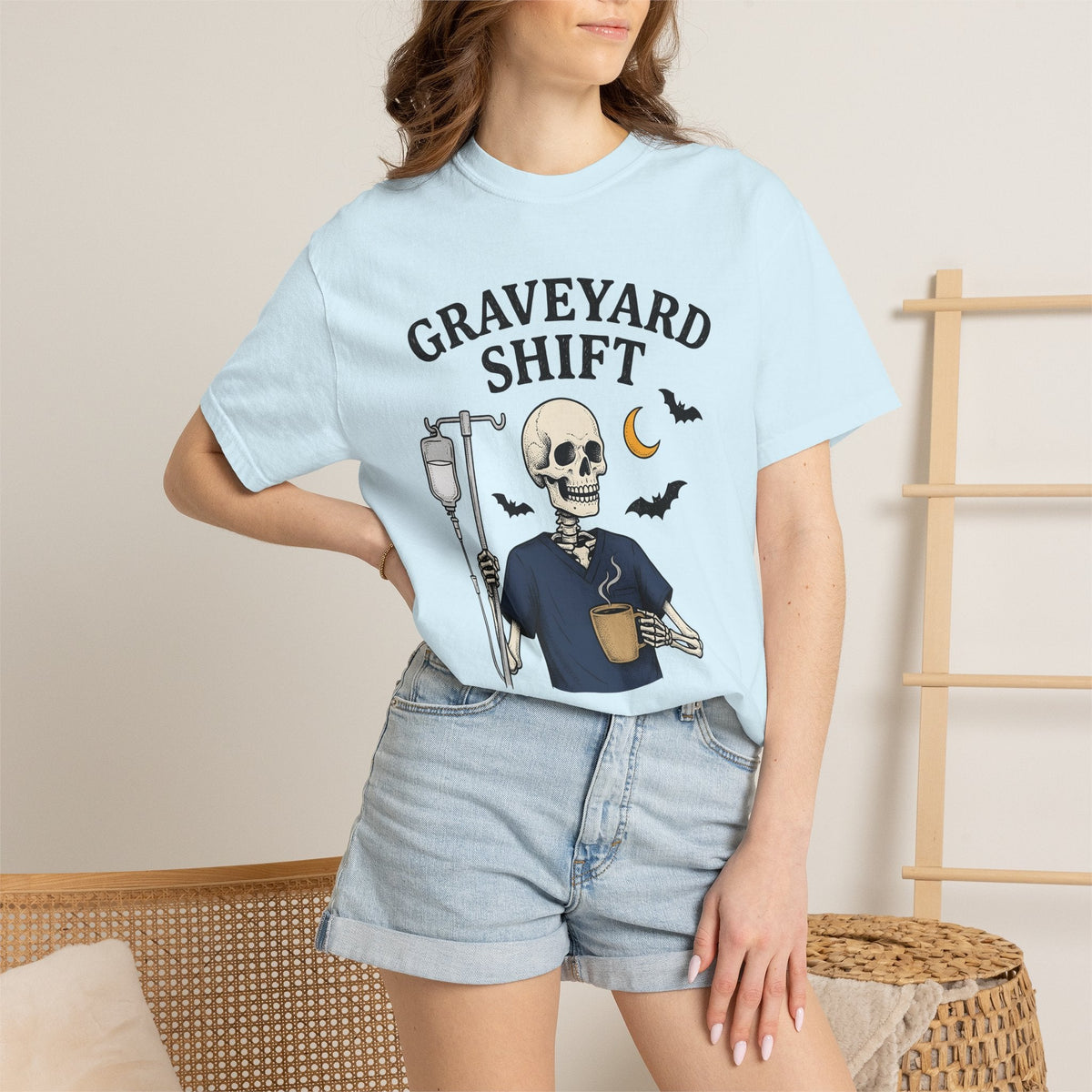 Skeleton Nurse Shirt Nurses Halloween Gift Women Cartoon Tee Bone T-Shirt Nursing Enthusiast Comic Tshirt Spooky Graphic Retro Coffee Mug