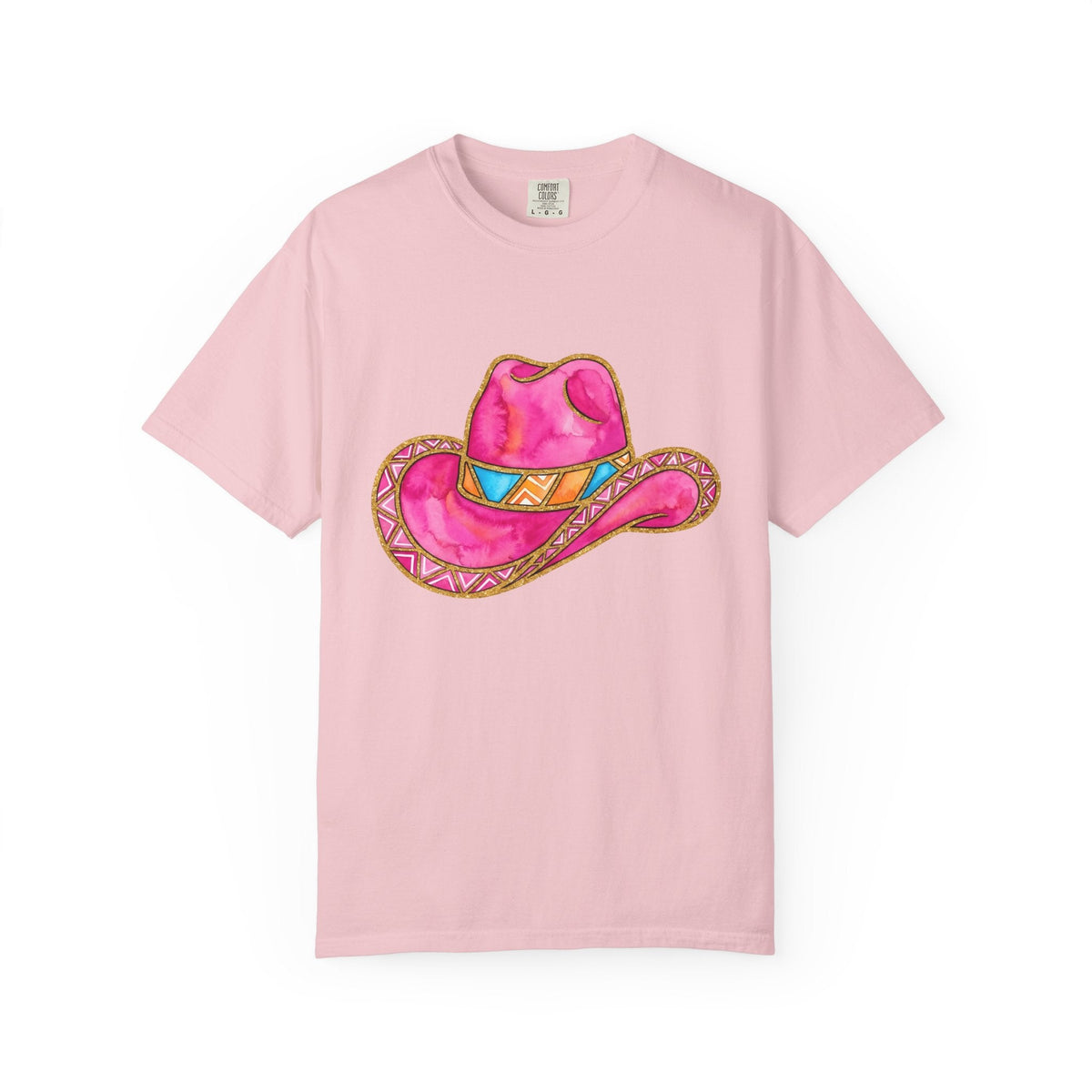 Pink Western Hat Shirt Western Apparel Gift Women Hand Painted Tee Cowboy Hat T-Shirt Rodeo Fan Cowgirl Tshirt Clothing Graphic Rustic