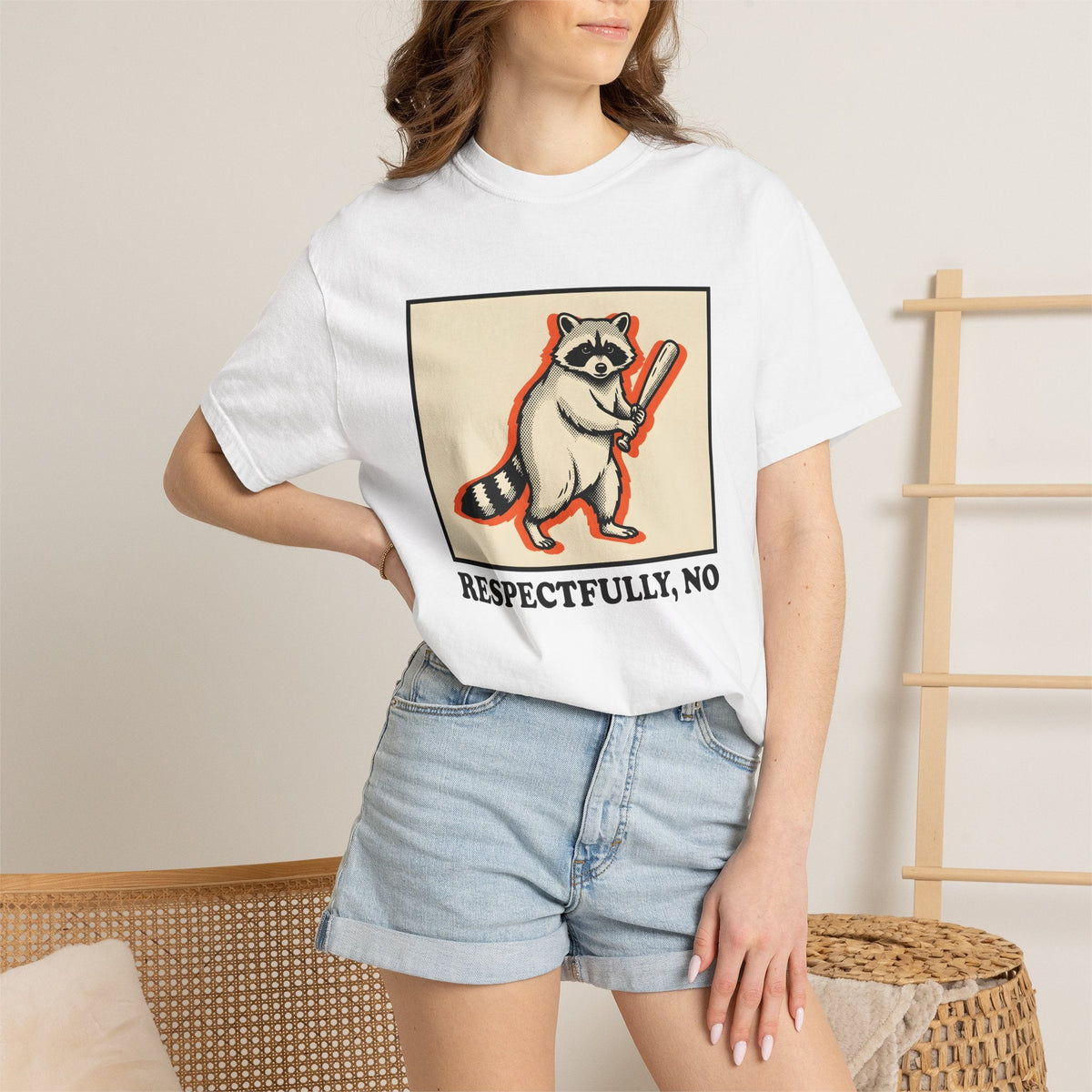 Raccoon Bat Shirt Funny Pets Unisex Gift Line Art Tee product image 6