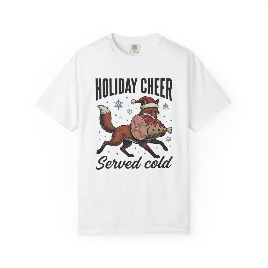 Fox Santa Hat Retro T-Shirt – Christmas Wildlife Sketch, Unisex Graphic Tee