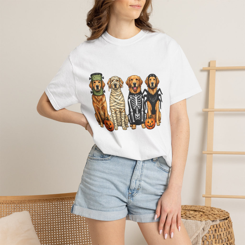 Golden Retriever Puppies Shirt Dog Spooky Gift Women Sketch product image 7