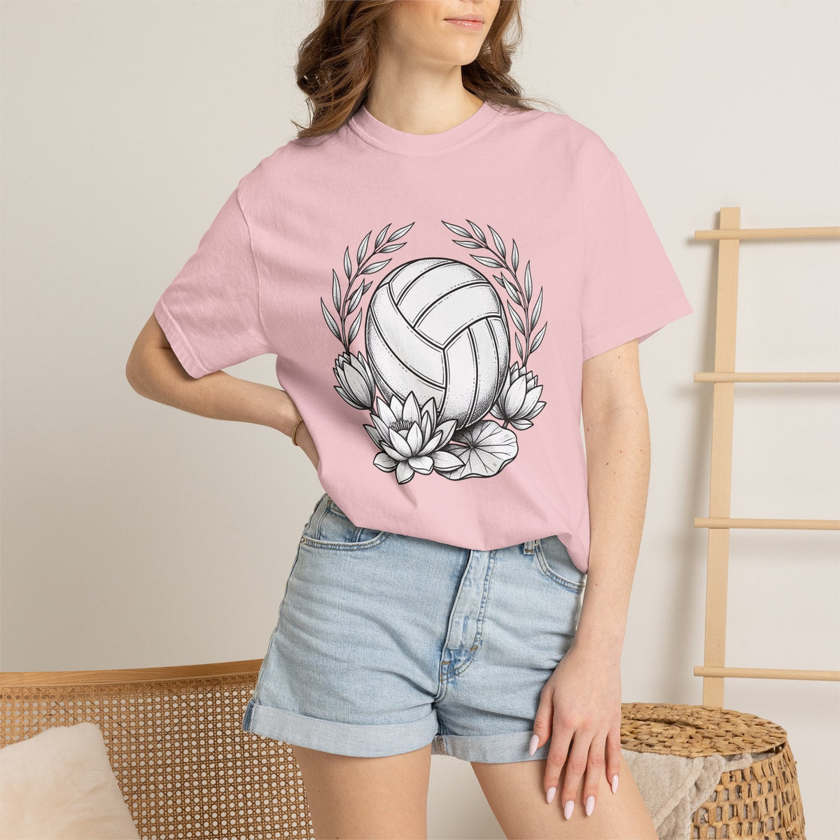 Volleyball Bloom Shirt Petal Gift Women Outline Tee T-Shirt product image 12