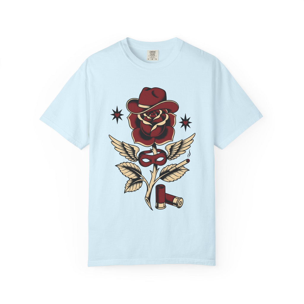 Rose Cowboy Hat Shirt Western Floral Unisex Gift Tattoo Tee Cowboy Hat T-Shirt