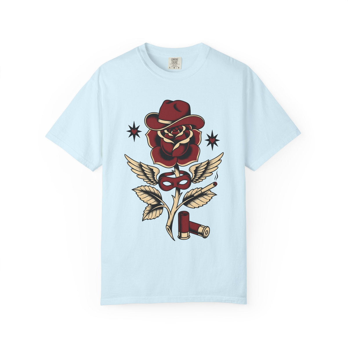 Rose Cowboy Hat Shirt Western Floral Unisex Gift Tattoo Tee Cowboy Hat T-Shirt