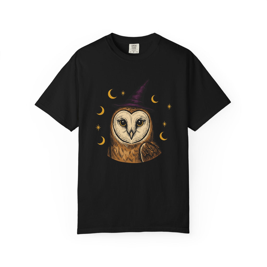 Owl Wizard Hat Shirt Halloween Wildlife Unisex Gift Sketch Tee Wizard Hat