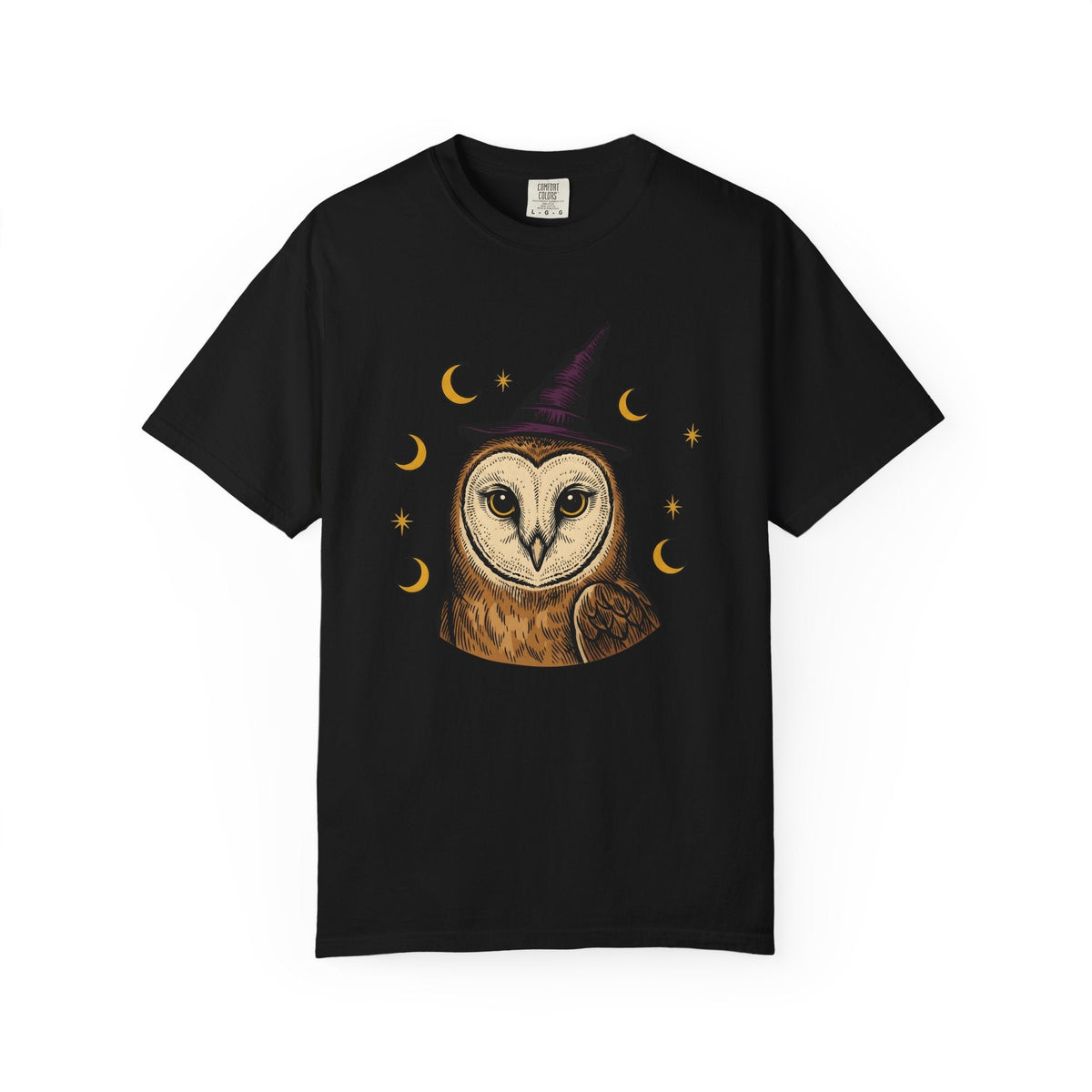 Owl Wizard Hat Shirt Halloween Wildlife Unisex Gift Sketch Tee Wizard Hat