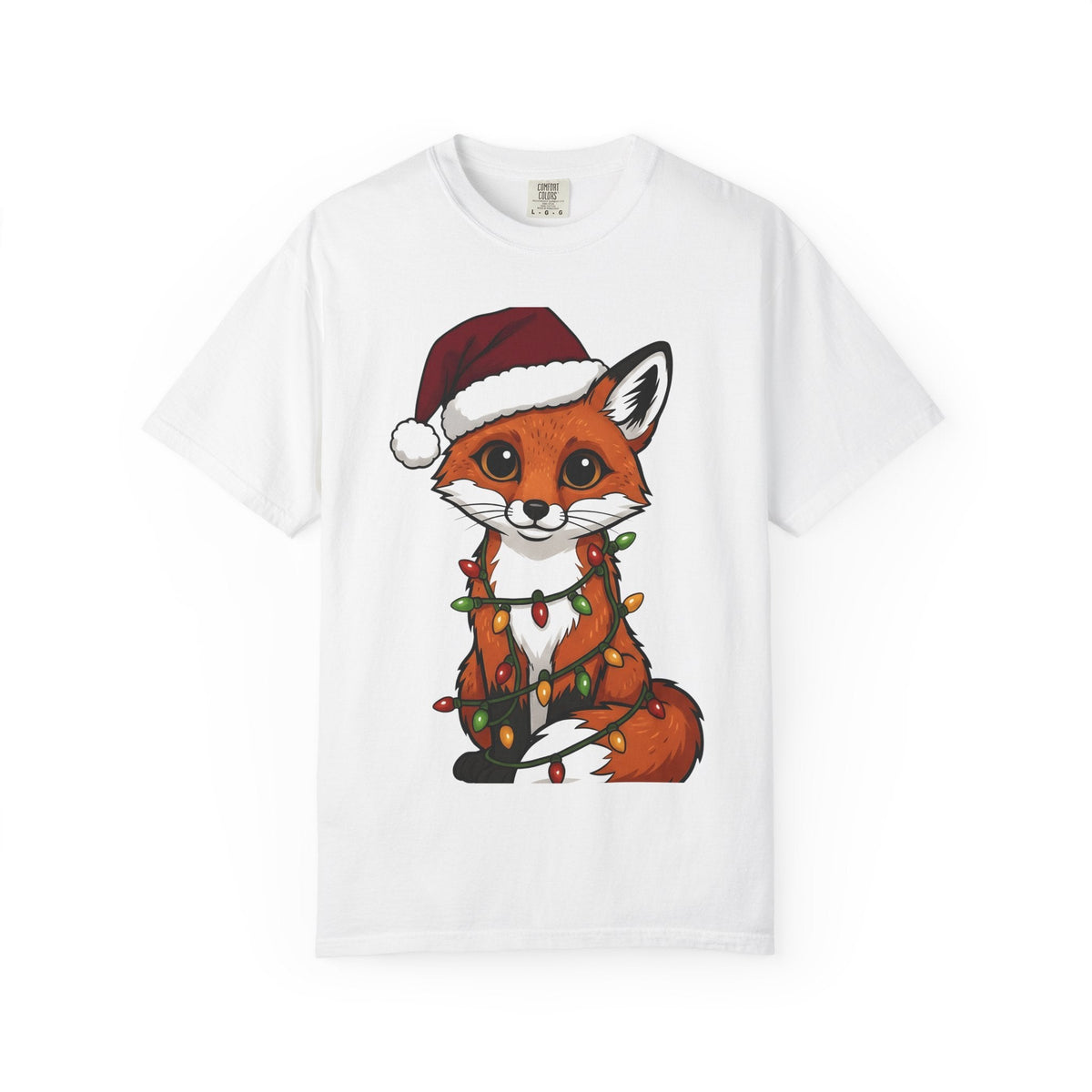 Fox Santa Hat Shirt Christmas Animal Unisex Gift Cartoon Tee Fox T-Shirt Xmas