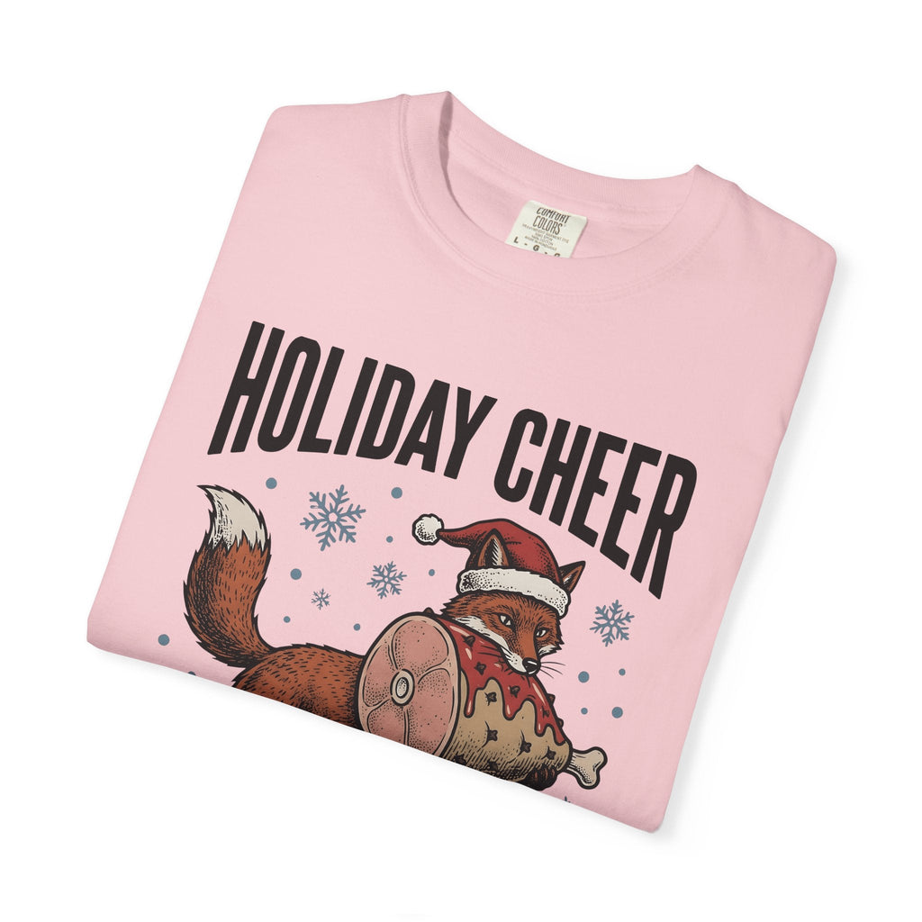 Fox Santa Hat Retro T-Shirt – Christmas Wildlife Sketch, Unisex Graphic Tee