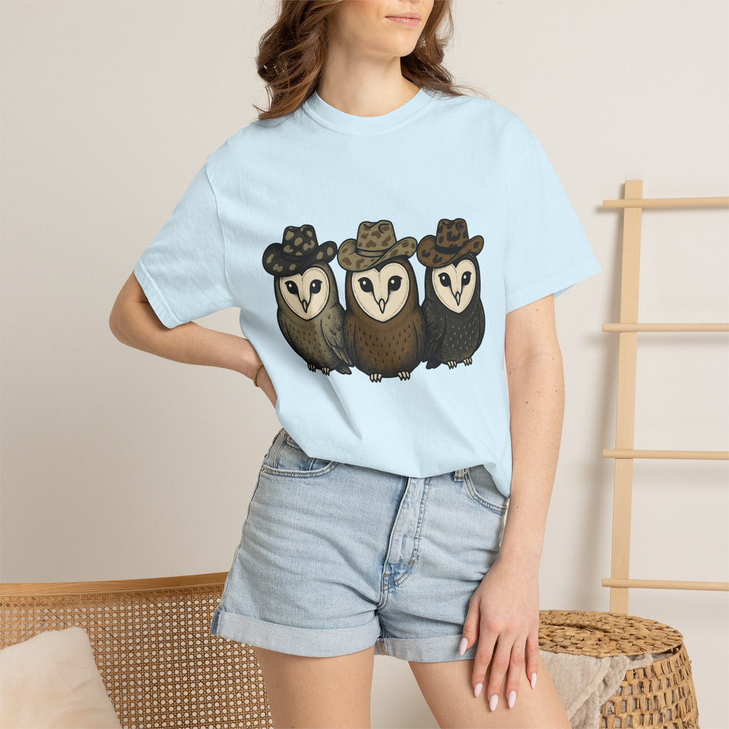 Owl Set Shirt Halloween Wildlife Gift Women Comic Tee Owl T-Shirt Horror Fan Cartoon Tshirt Wildlife Graphic Hand Drawn Cowboy Cap Tshirt