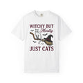 Cat Broom Shirt Cat Halloween Gift Women Vintage Tee Sweeper T-Shirt Cat Fan Retro Tshirt Spooky Graphic Hand Drawn Witch Hat Tshirt