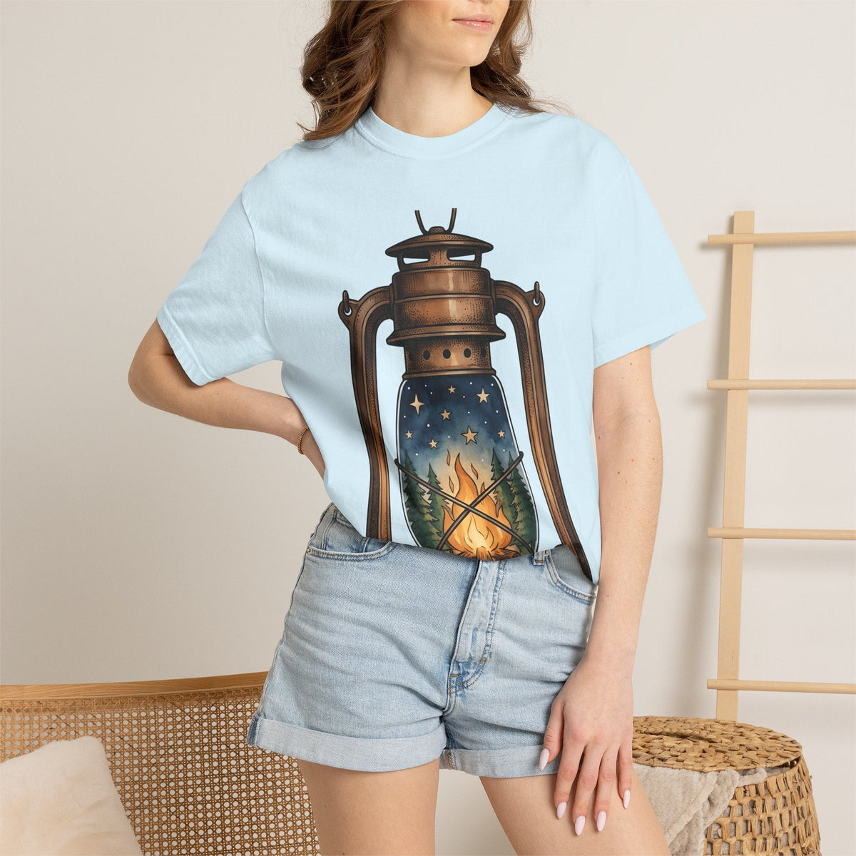 Antique Lantern Shirt Camping Nature Unisex Gift Cartoon product image 9
