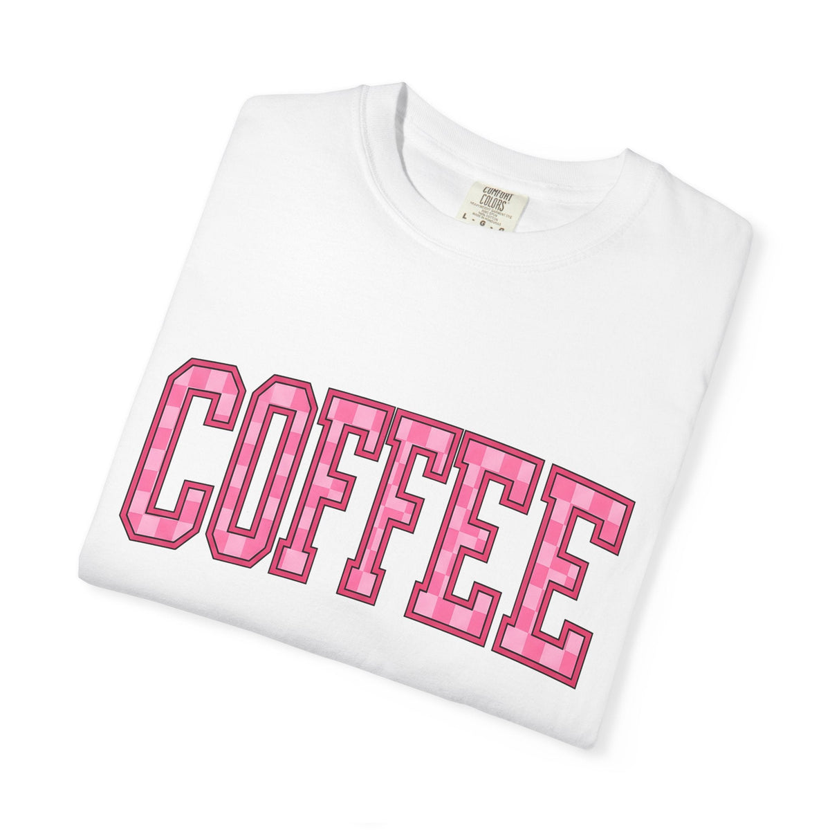 Block Letters Shirt Coffee Teacher Gift Women Bold Tee Typography T-Shirt Coffee Fan Brilliant Tshirt Educator Graphic Retro Checkered
